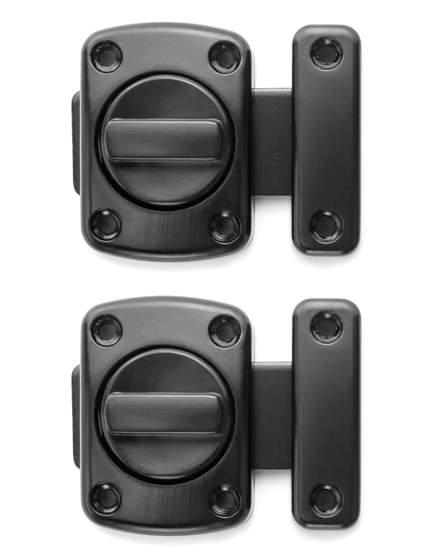 QWORK 2 Pack Rotate Bolt Latch Gate Latches Safety Door Lock,Black