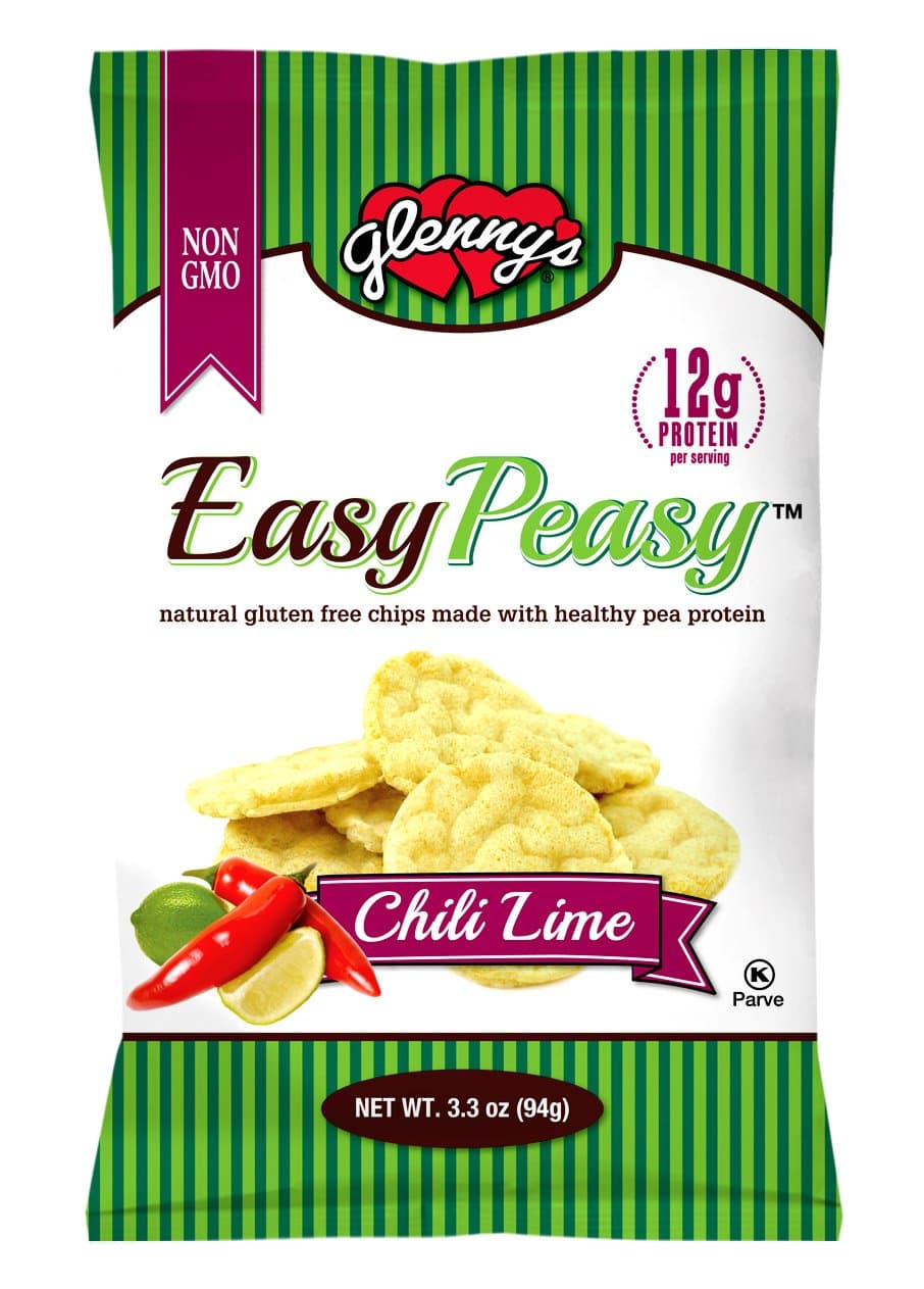 Glenny's Easy Peasy Chips, Chili Lime, 3.3 Ounce (Pack of 12)