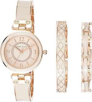 Anne KleinWomen's Glitter Accented Bangle Watch and Bracelet Set, AK/3296