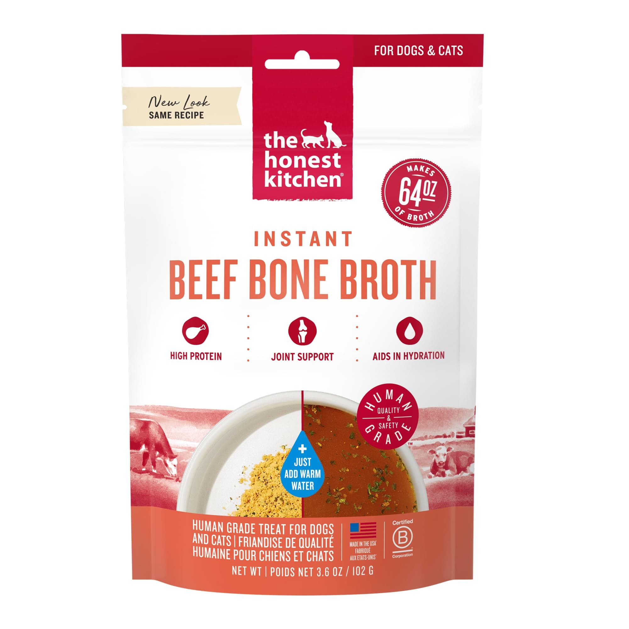 Human Grade Daily Boosts Instant Beef Bone Broth with Turmeric for Dogs 3.6 Ounces
