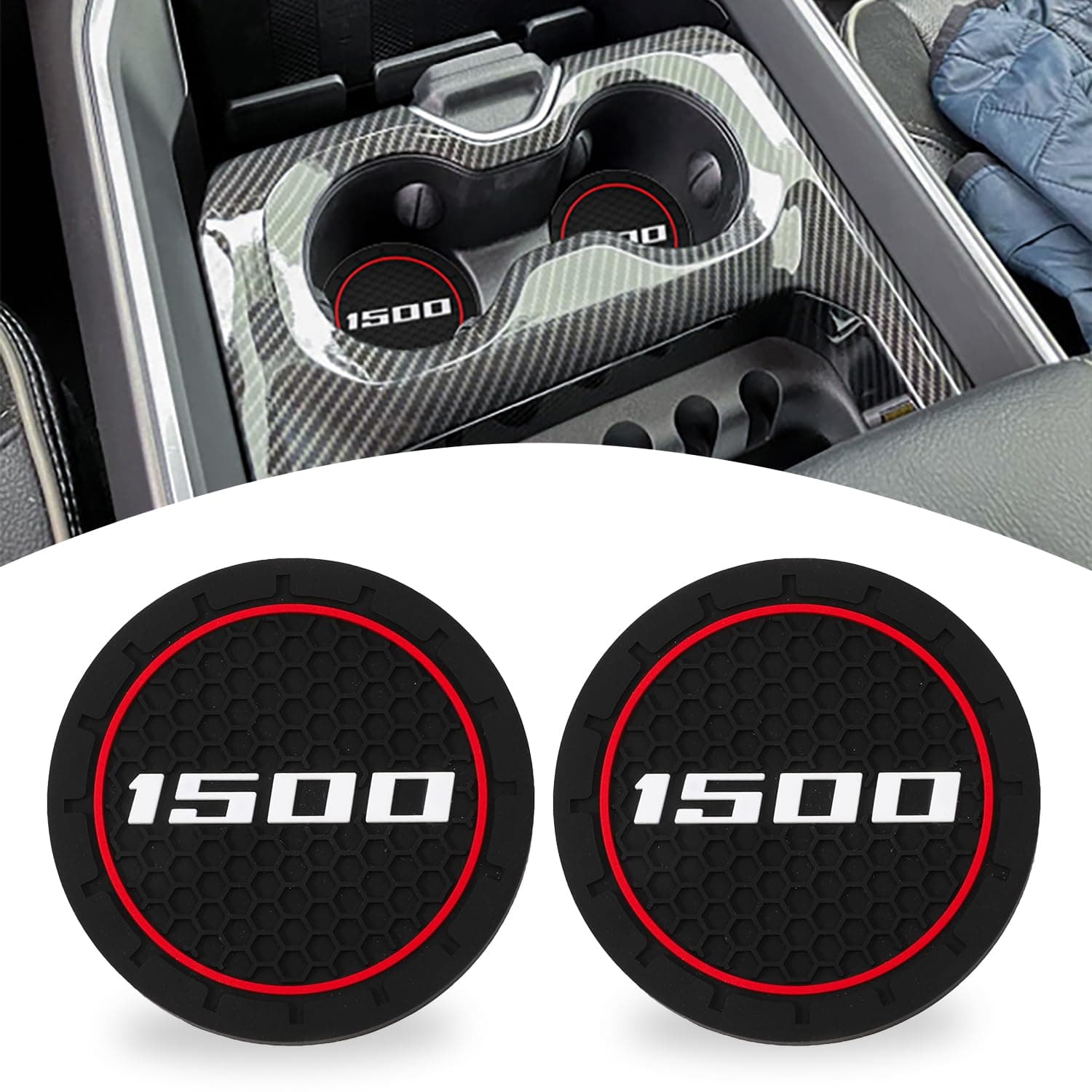 Cup Holder Coasters For Ram 1500 Coasters, Compatiable With Dodge Accessories, Logo, Water Proof Red