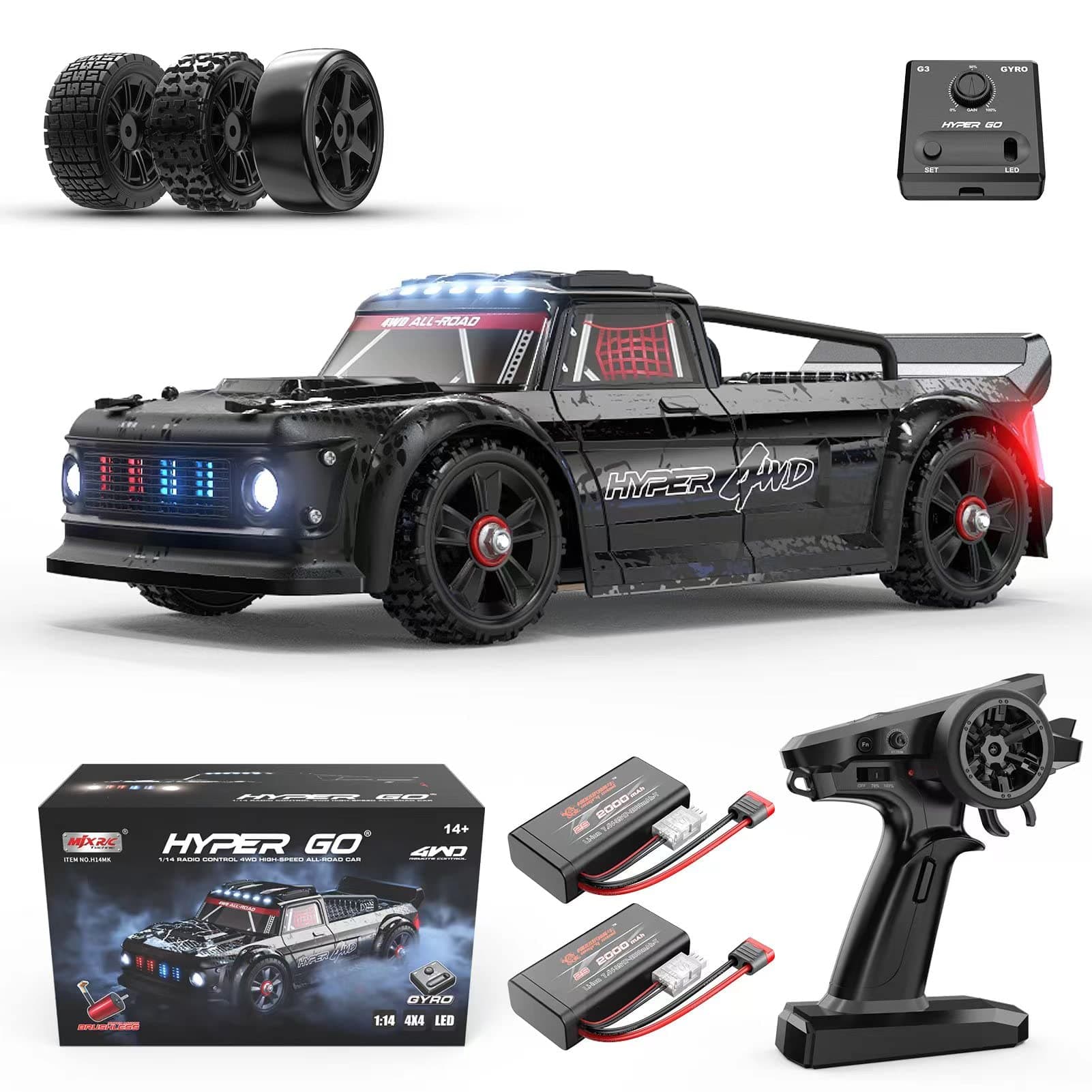 - 14301 V3 1/14 RTR Brushless RC Drift Car with Gyro, Max 38 mph Fast RC Cars for Adults, 4WD All-Road Street Bash RC Truck, Electric Powered High Speed Drifting for Adult
