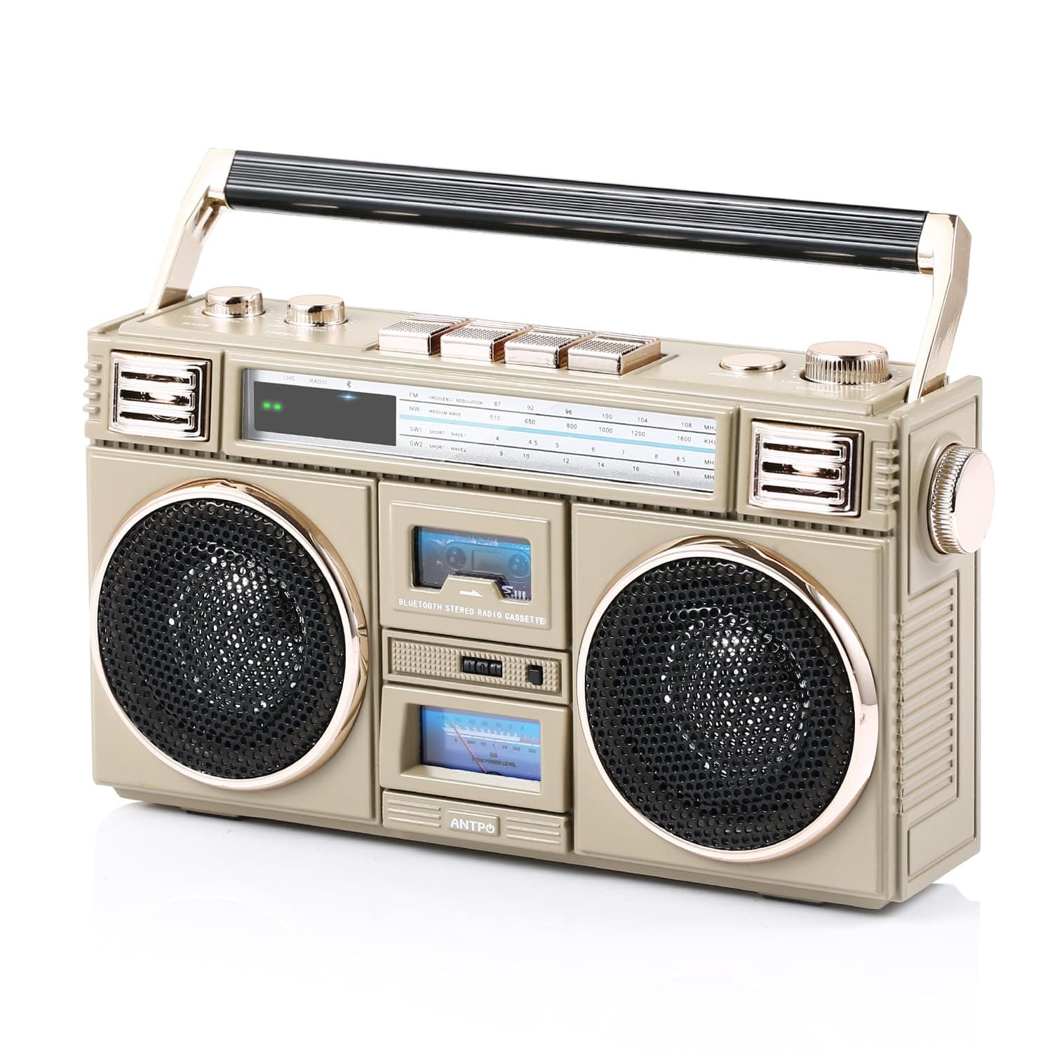 ANTPO Micro Retro Bluetooth Speaker with FM Radio, Portable Bluetooth Speaker Support TF card(Desert Yellow)
