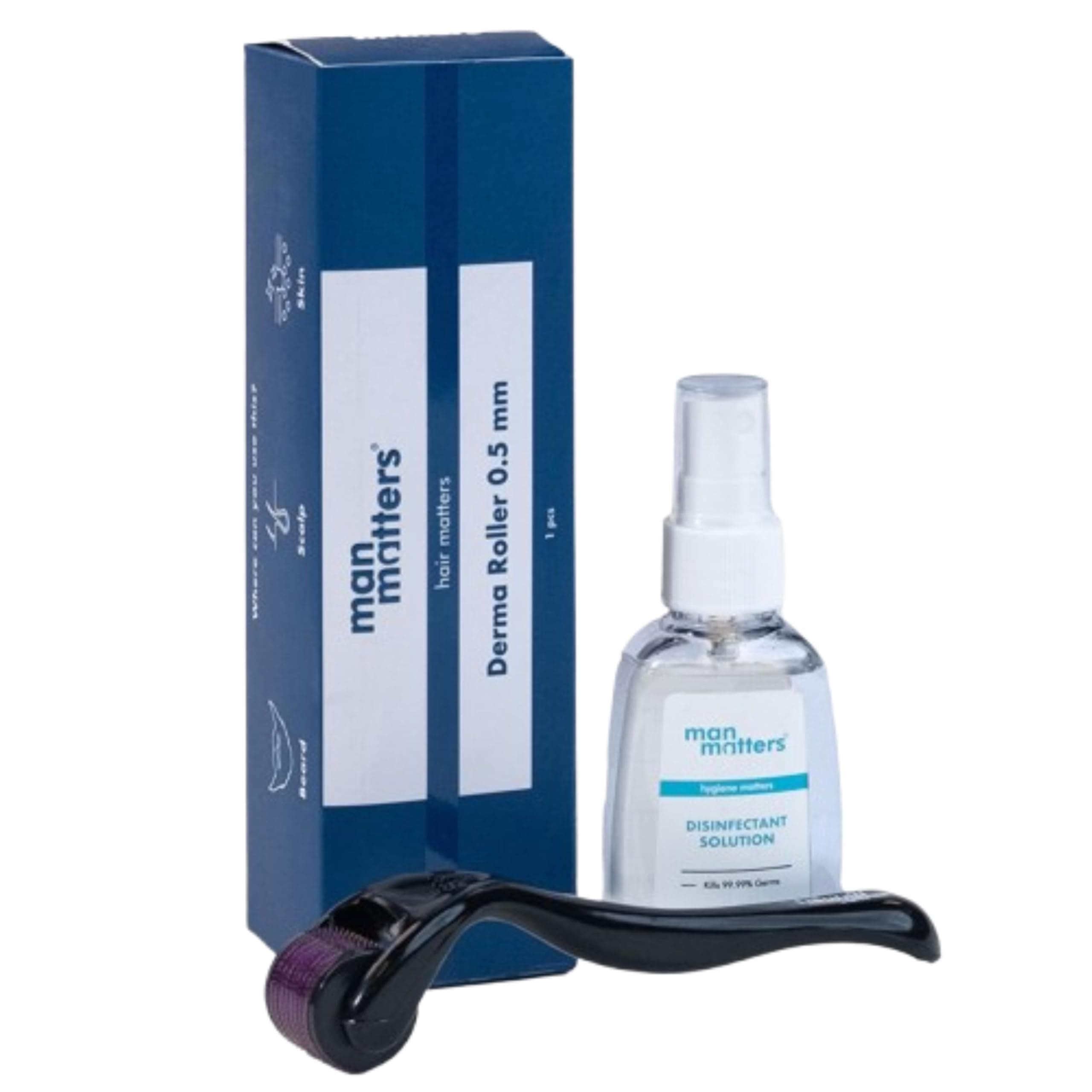 Derma Roller With Disinfectant | 540 Micro 0.5mm Titanium Alloy Needles | Reduces Hair Fall & Stimulates Hair Follicles | Easy to use | Safe and Effective