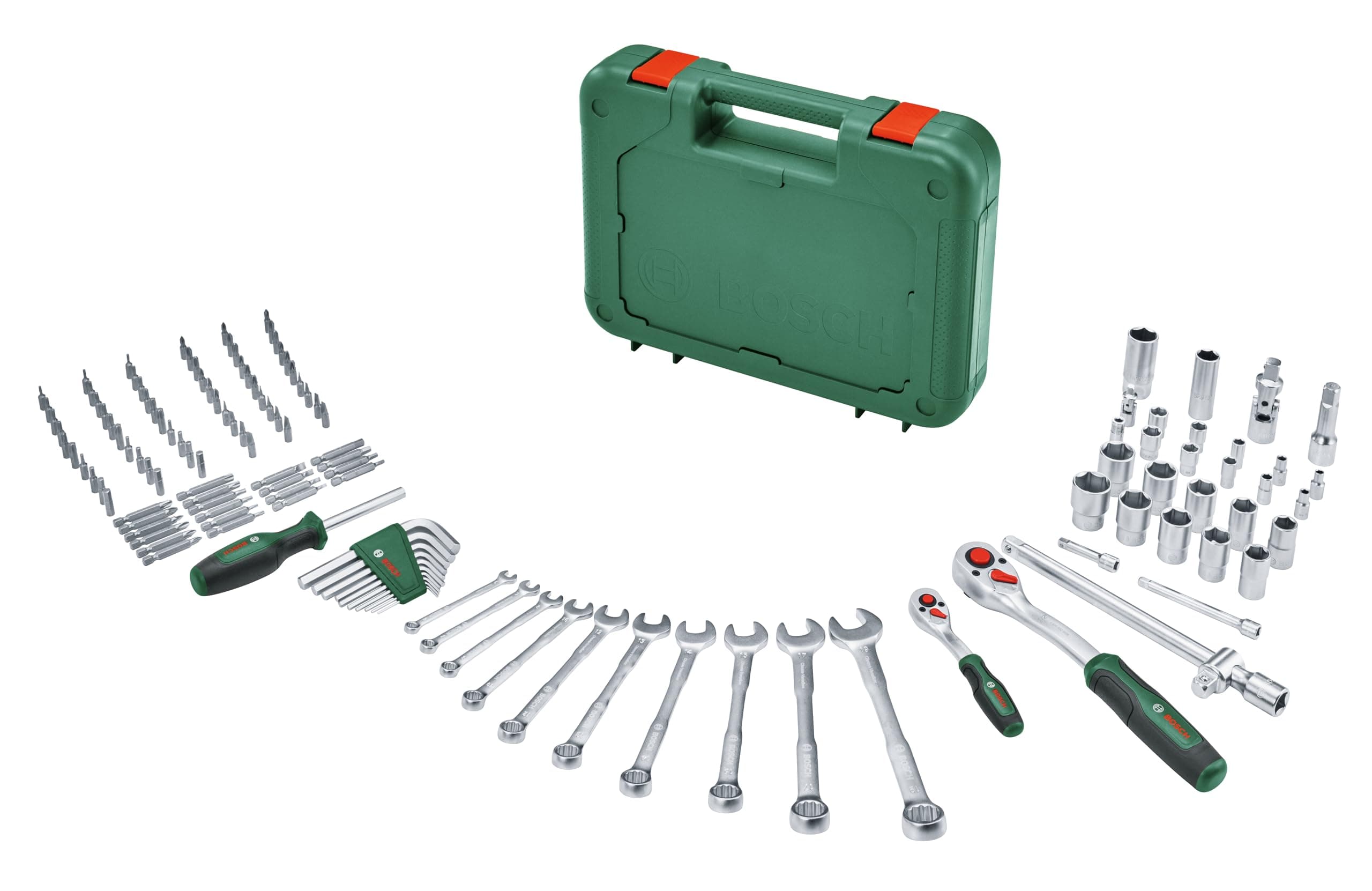 Bosch Advanced Hand Tool Set 132 Pieces (for Screwing and Fixing Tasks, s, Ergonomic Design, Long Life)