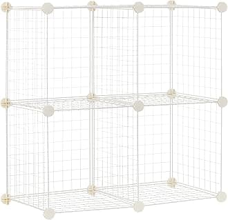 Amazon Basics 4 Cube Wire Storage Shelves, White, 37 cm D x 77 cm W x 77 cm H