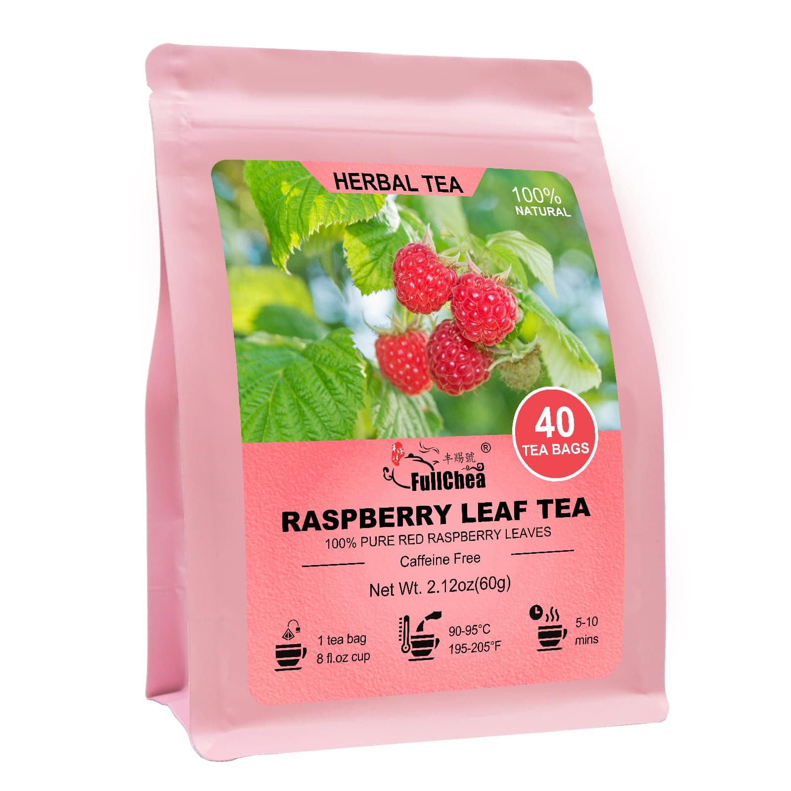 Raspberry Leaf Tea Bag, 40 Teabags - Natural Pregnancy Tea - Pure Red Raspberry Leaf Herbal Tea - Non-GMO - Caffeine-free - Help Childbirth & Support Menstrual