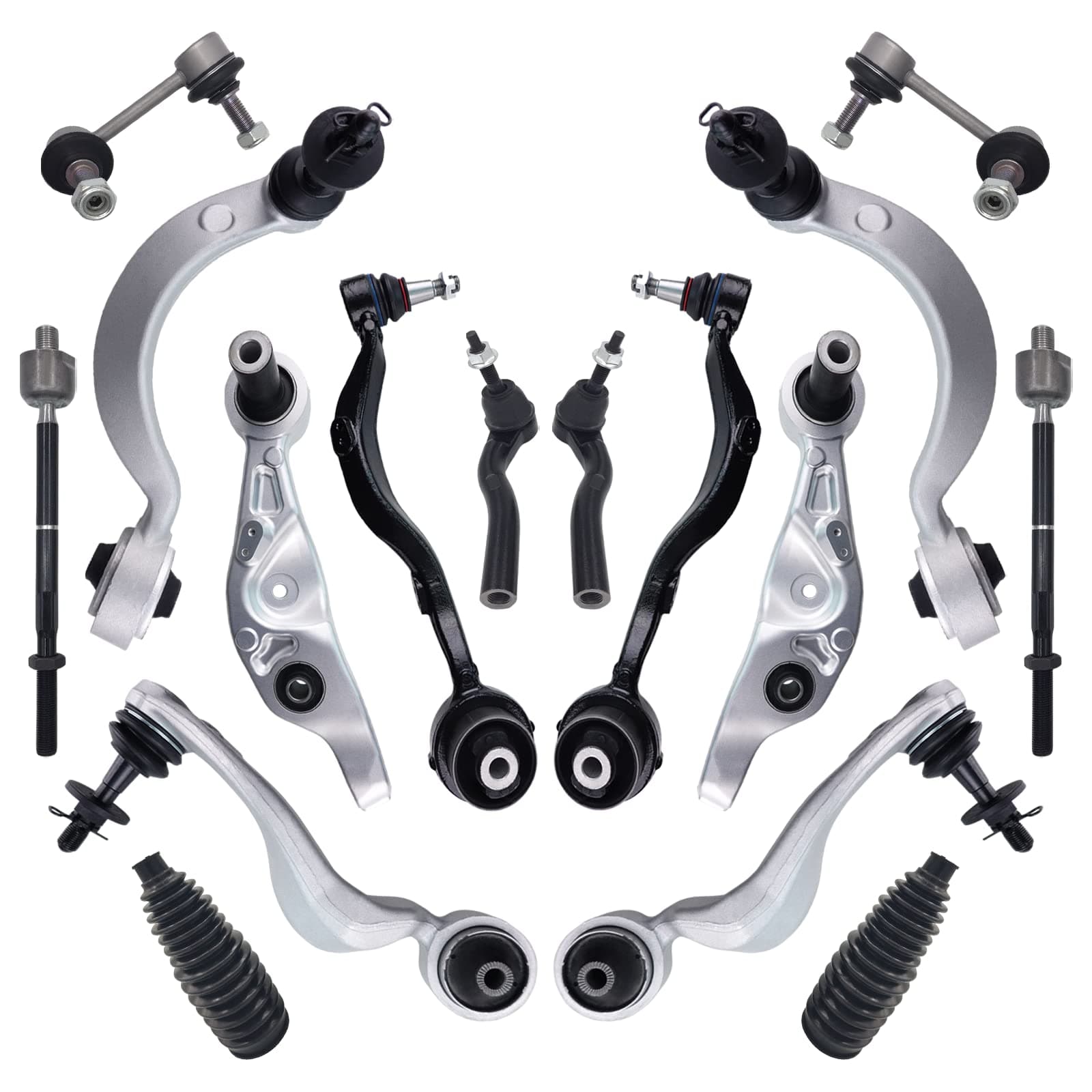 Suspension Kit Front Left Right Upper Lower Forward Rearward Control Arm w/Bushings Ball Joint Replacement for Lexus LS460-4861059095 4861059135 MS861076-16Pcs Set