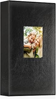 Photo Album 4x6 300 Pockets, Leather Photo Albums Holds 300 Horizontal Only Pictures Black