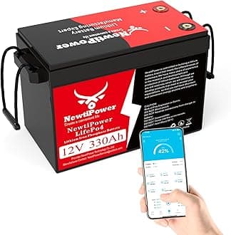12V 330Ah Small LiFePO4 Lithium Battery with APP, 200A BMS,10000+ Deep Cycle Lithium Iron Phosphate Battery Great for Winter Power Shortage, RV, Marine and Off Grid Applications