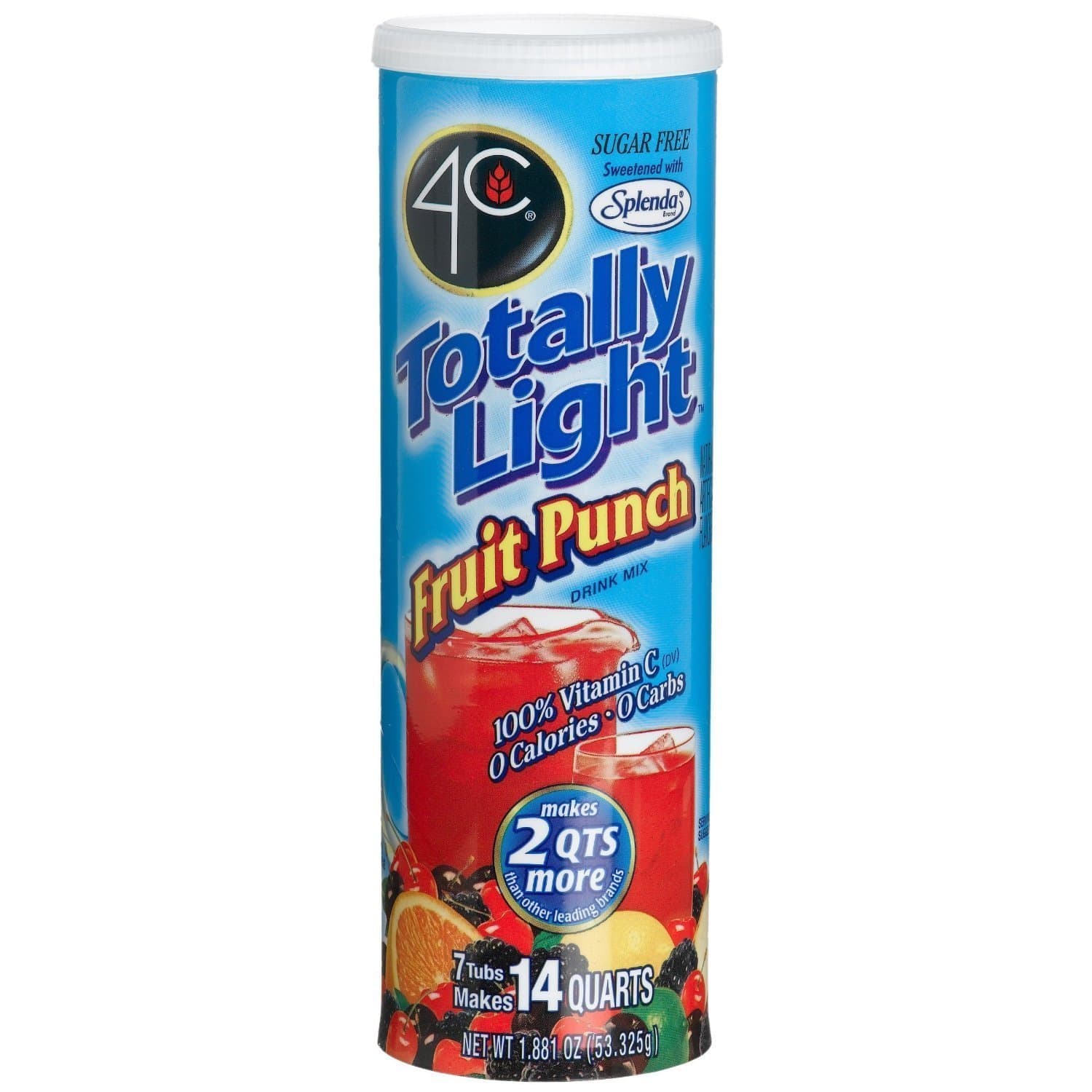 4C Totally Light Fruit Punch Drink Mix 7-Count Canisters - Pack Of 4