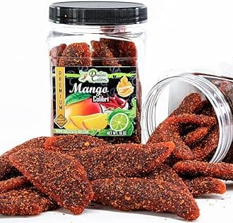 Dulces Colibri - Mango Colibri | PREMIUM Chili-Lime Mango | MEDIUM MILD | Family Size - 16oz Jar | Mess Free | Soft Chewy Mango Slices |