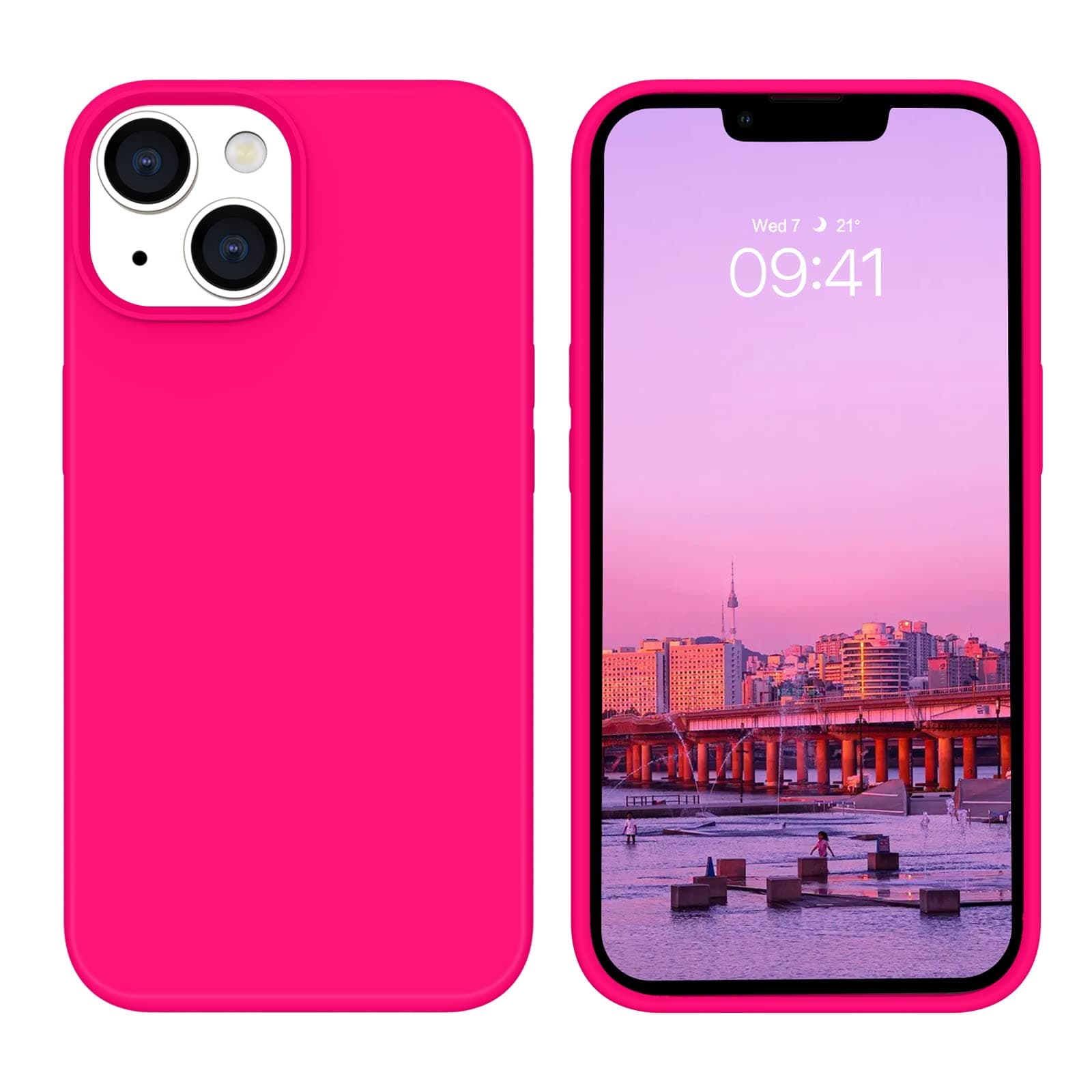 BENTOBEN Compatible with iPhone 14 Case, Soft Silicone Gel Rubber Bumper Microfiber Lining Hard Back Shockproof Protective Phone Cover for iPhone 14 6.1", Hot Pink