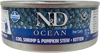 Farmina N&D Ocean Cod, Shrimp & Pumpkin for Kittens 2.8 Ounce Cans, Case of 12