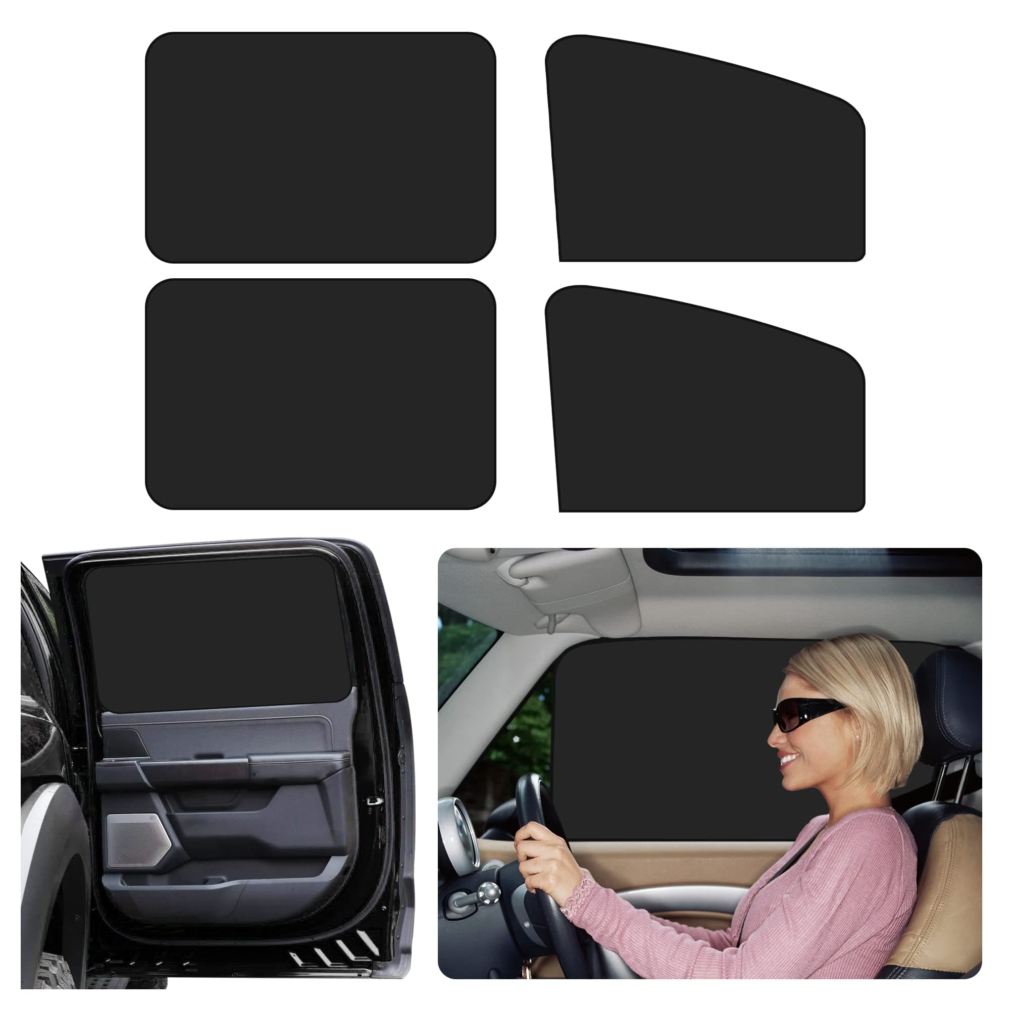 4Pack Car Window Shades with Magnets,Strong-Light Blocking&UV Protection Car Privacy Shades,Universal Car Essential Interior Accessories for Window Baby,Car Camping and Napping Car Curtains