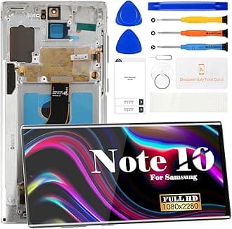 OLED for Samsung Galaxy Note 10 LCD Screen Replacement Kit for Samsung Note 10 Display for SM-N970U Screen Replacement Touch Digitizer Assembly with Frame (with Fingerprint Function) (Silver)