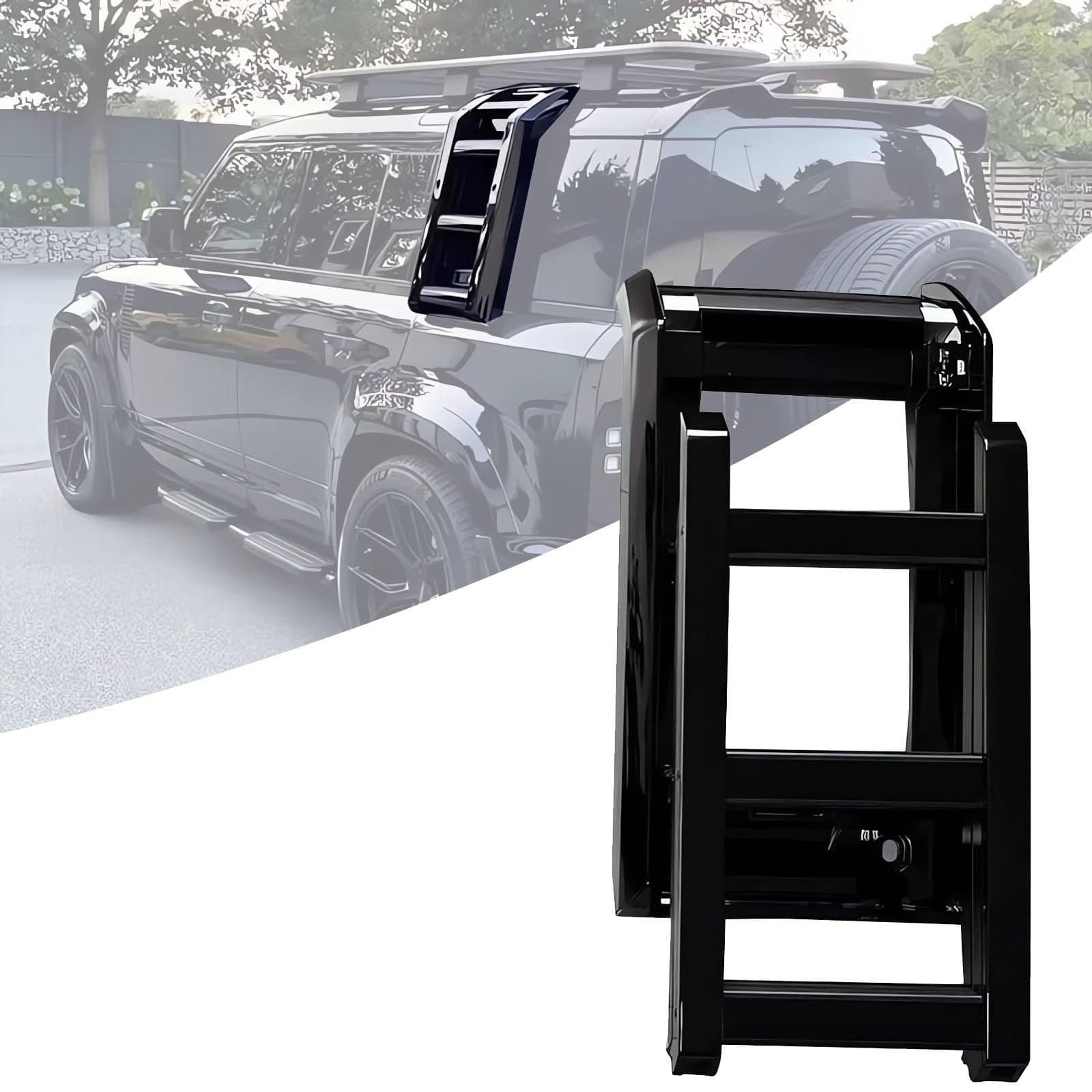 Side Ladder for Defender, Side Access Ladder Roof Rack, Side Window Roof Step Ladder for Land Rover Defender 90 110 130 L663 2020-2023 (Glossy Black)