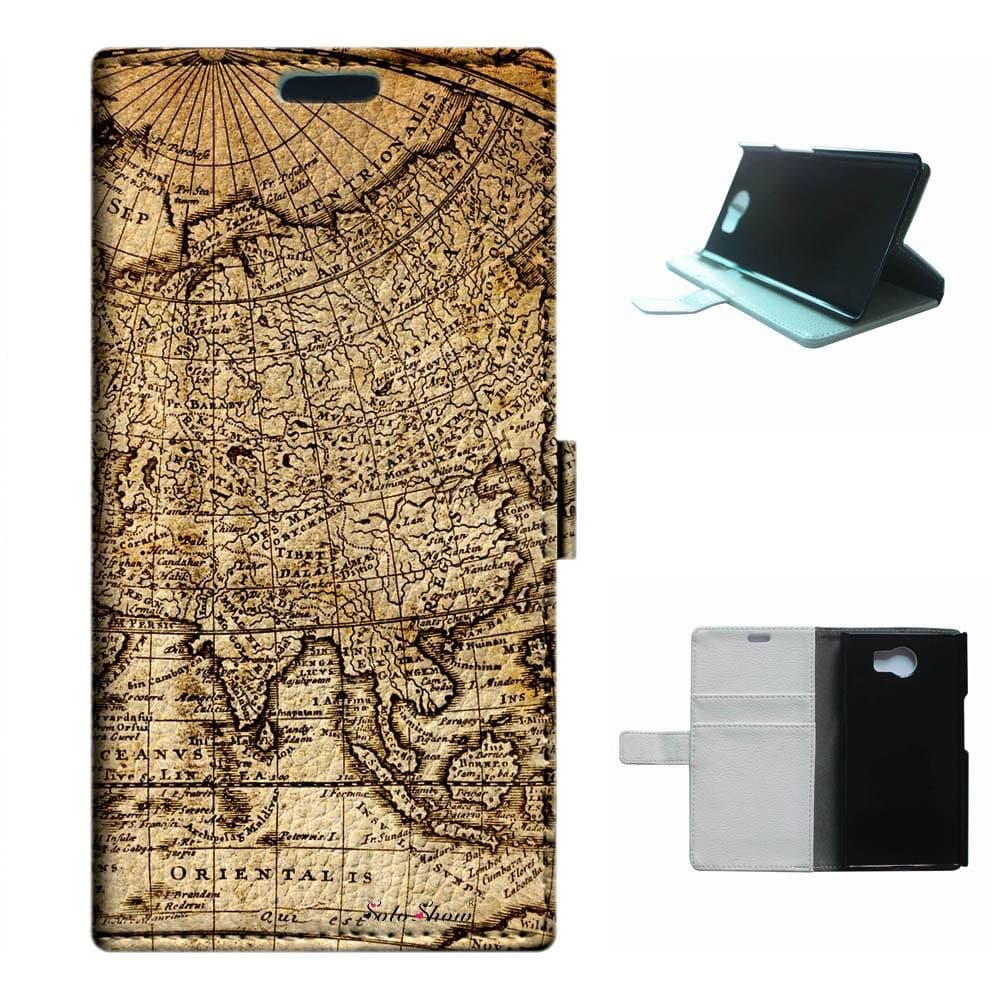 Priv 5.4 case,SoloShow(R)Deluxe High Quality PU Leather Wallet Card Flip Stand Case for Blackberry Priv 5.4 inch. (Vintage World Map)