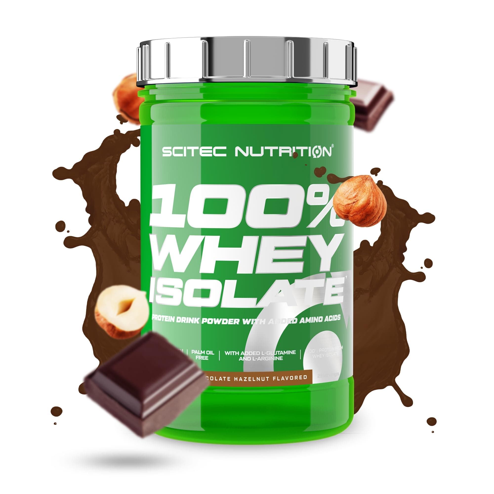 Scitec Nutrition 100% Whey Isolate – Pure Protein Power with BCAAs – Glutamine & Arginine – Sugar & Gluten Free Formula, 700 g, Chocolate-Hazelnut