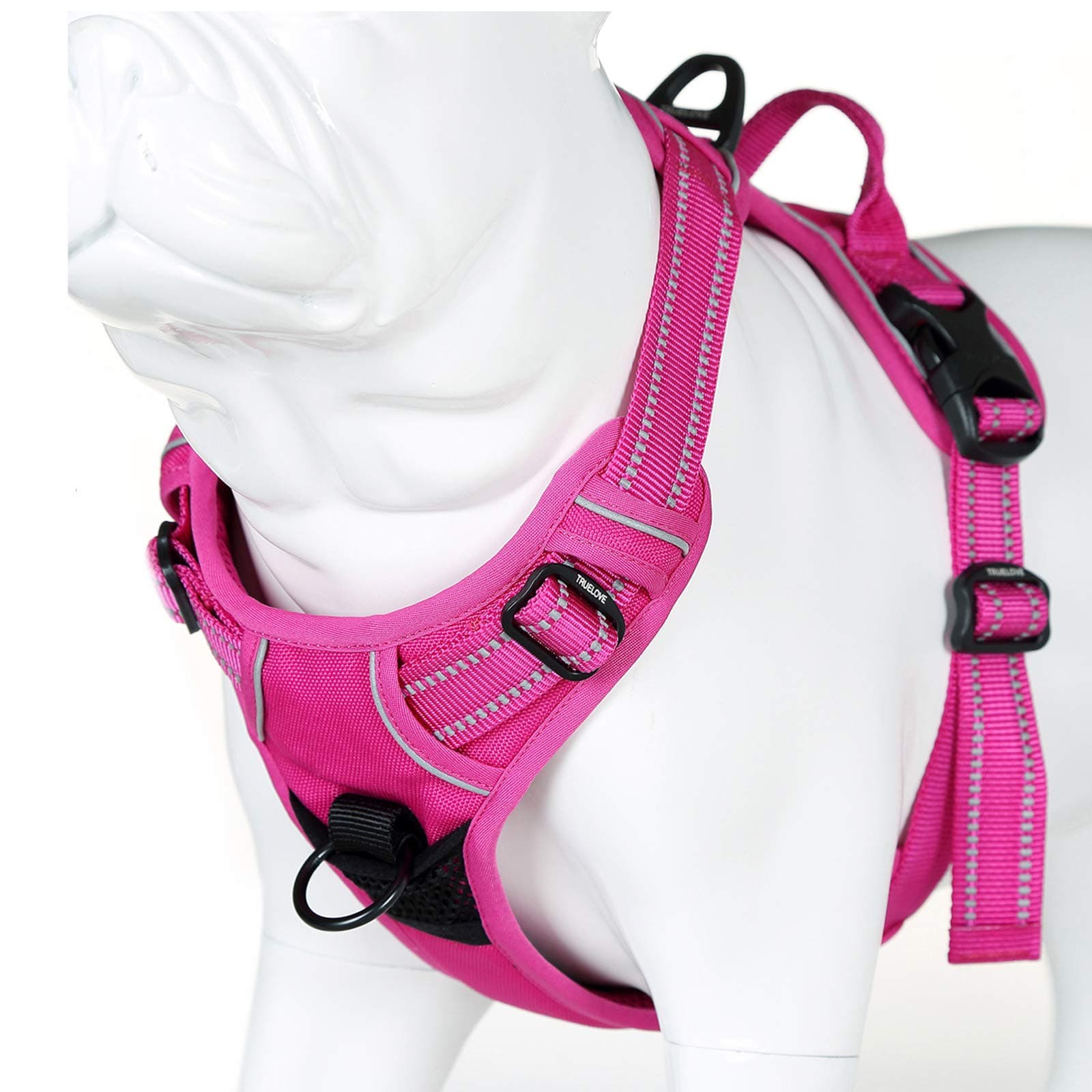Truelove Soft Front Dog Harness .Reflective No Pull Harness with Handle and 2 Leash Attachments