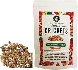 Thailand Unique Tom Yum Seasoned Crickets - 15 Gram Bag of Dehydrated Edible Insects for Humans, Nutritious Bugs Superfood Unusual, Weird Snack Gift