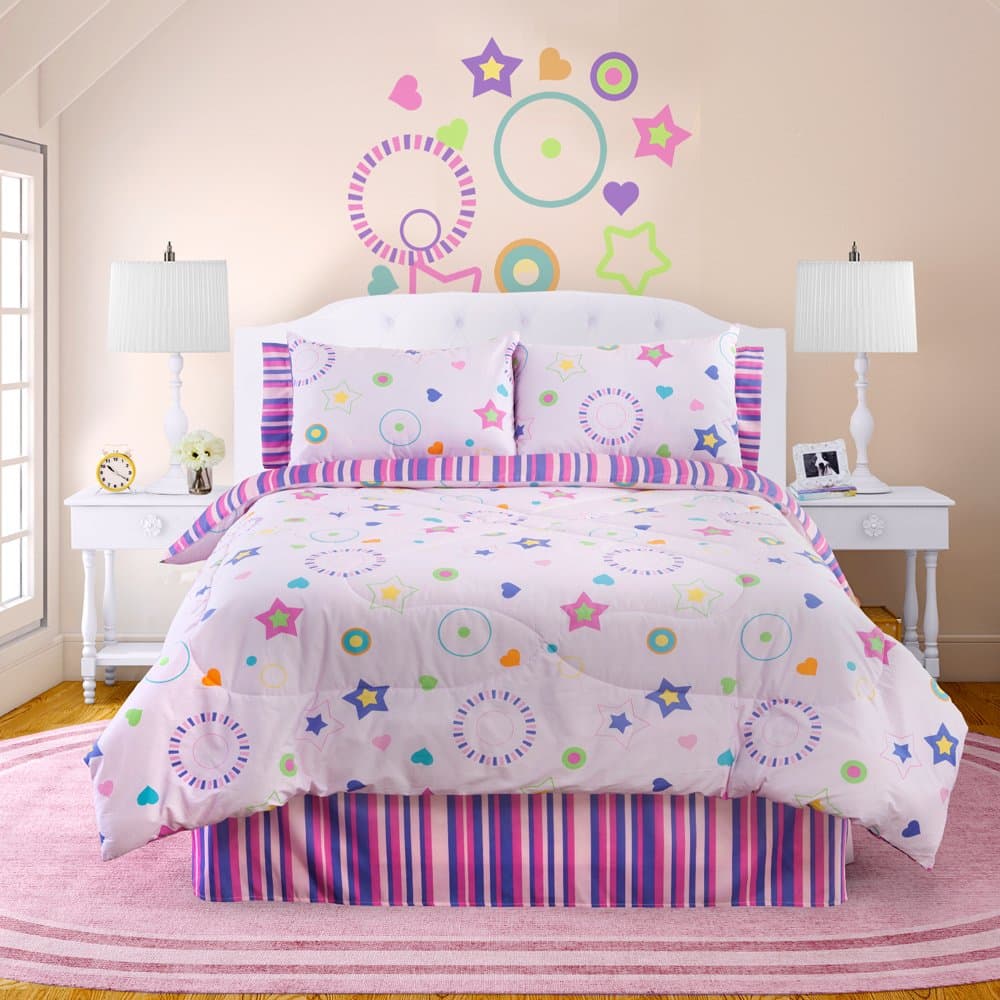 Star Dance Glowin The Dark Comforter Set, Pink Multi, Queen Size