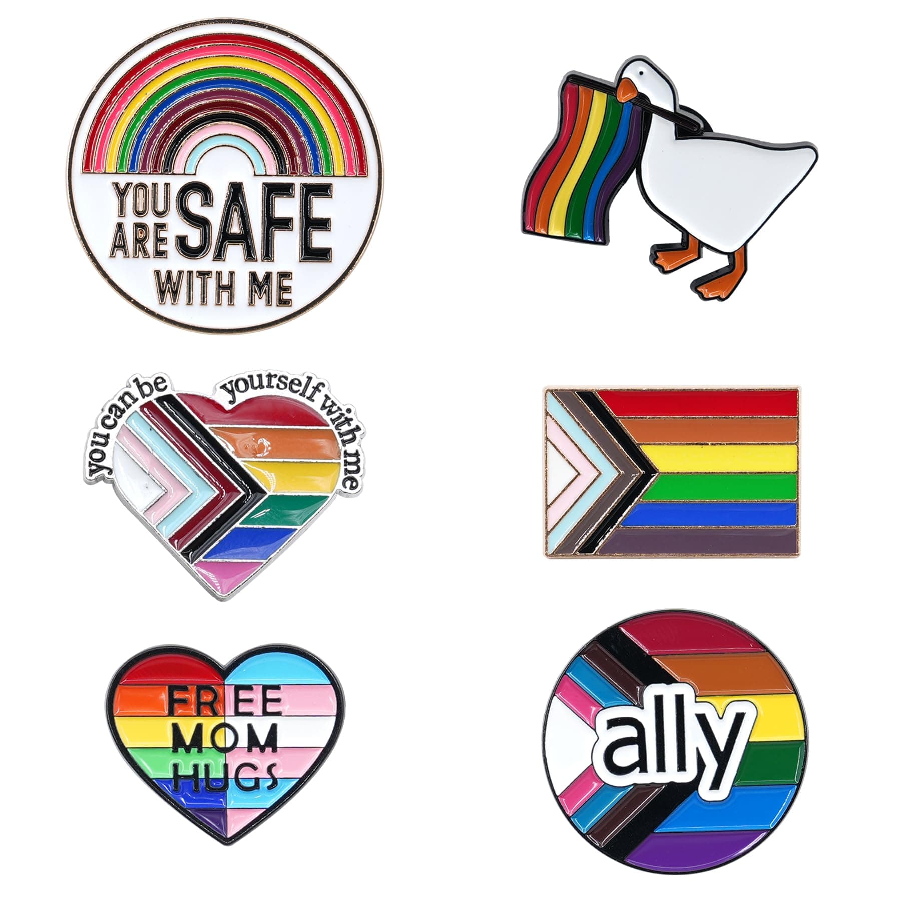 6 Pride Pins Pride Ally Flag Button Rainbow Pins for Ties, Suit Lapels, Jackets, Shirts, Hats, Scarves, Sweaters, Bags
