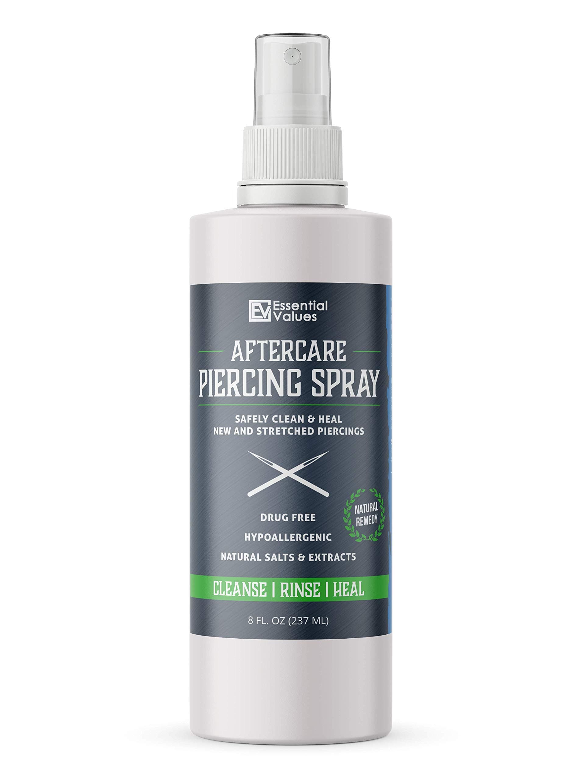 Essential Values Piercing Aftercare Spray (8 OZ Per Bottle) - Natural & Gentle on Contact - Made in USA