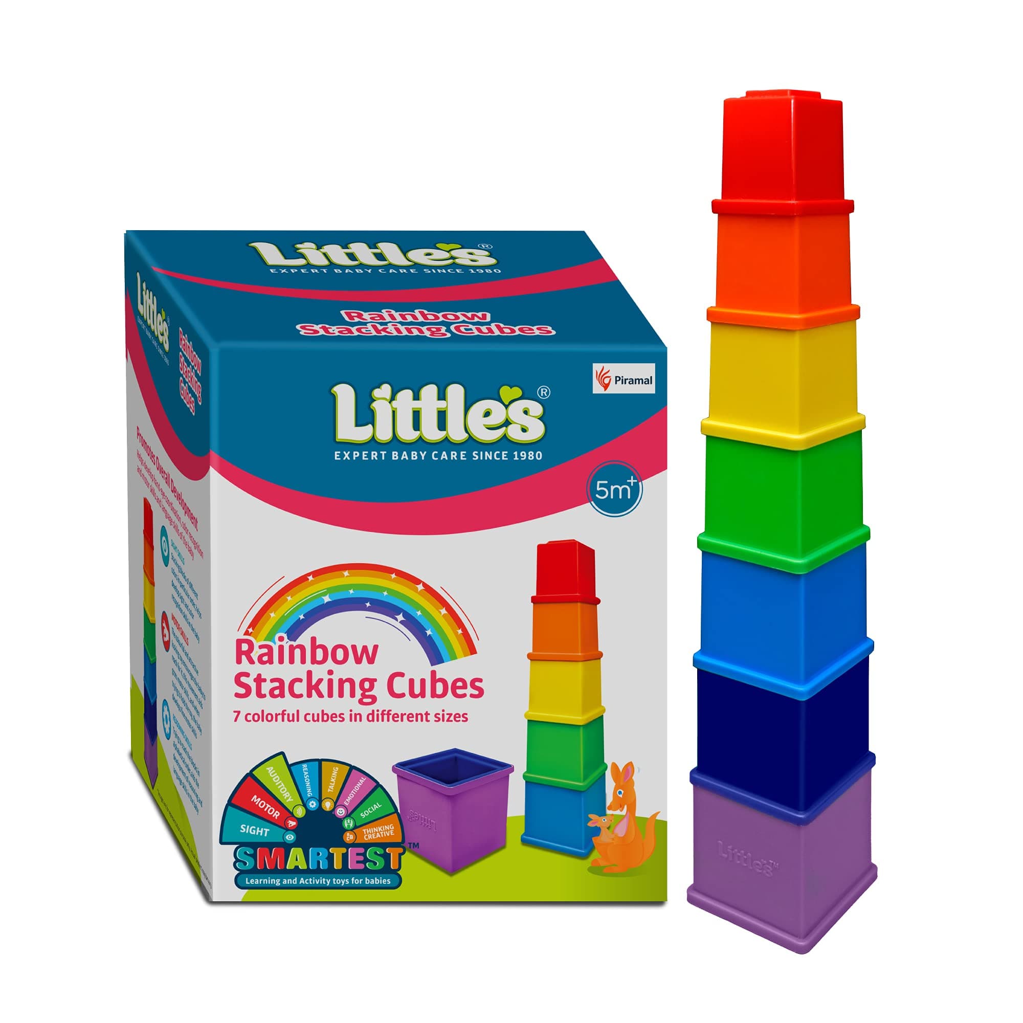 Rainbow Stacking Cubes I Activity Toy for Babies I Multicolor I Infant & Preschool Toys I Develops Motor & Reasoning Skills(7 Pieces)