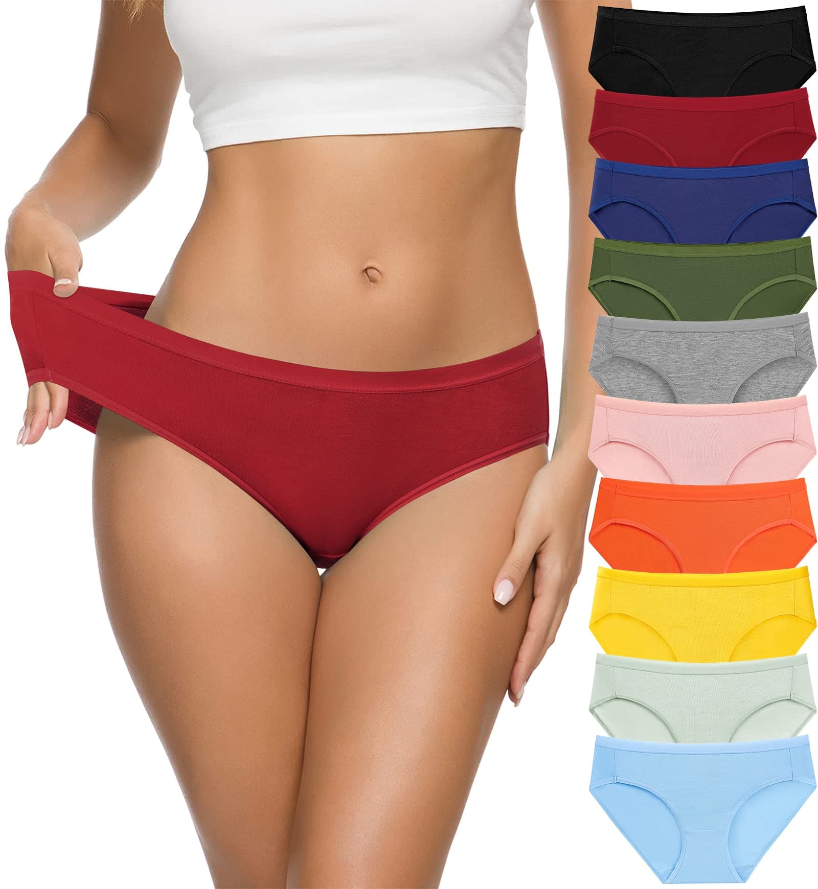 Women's Cotton Bikini Panties, High-Cut Full Coverage Stretch Cool Underwear for Women