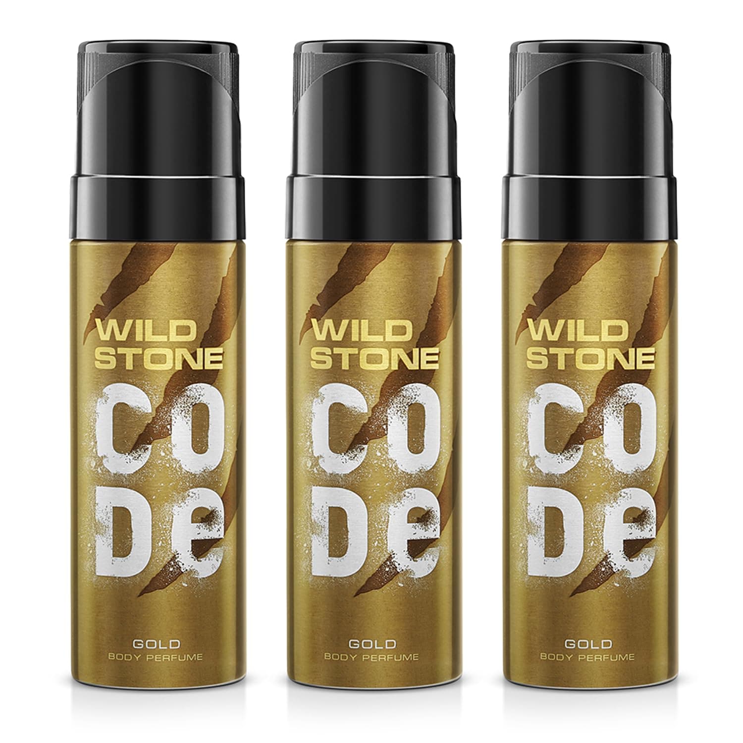 Wild Stone Code Gold Body Perfume Spray for Men Pack of 3 (120ml each)