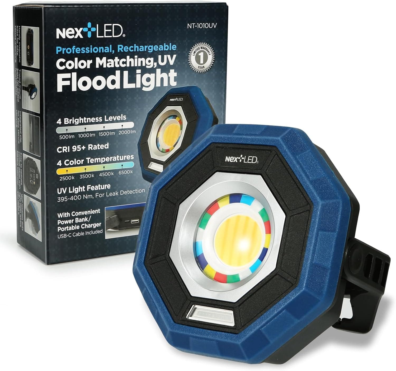 NextLED NT-1010UV Rechargeable Car Detailing Light/LED Work Light, CRI 95, 4 ...