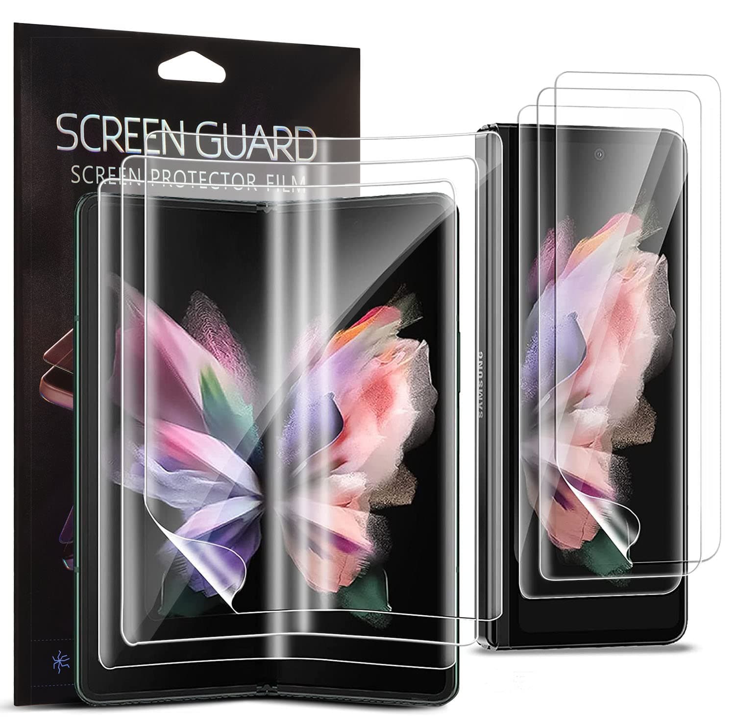 QLTYPRIScreen Protector for Samsung Galaxy Z Fold 2 5G, [3 Packs] High-Definition Soft TPU Film (NOT Glass) 3D Edge to Edge Full Coverage Soft Protective Film for Fold 2 5G – Transparent
