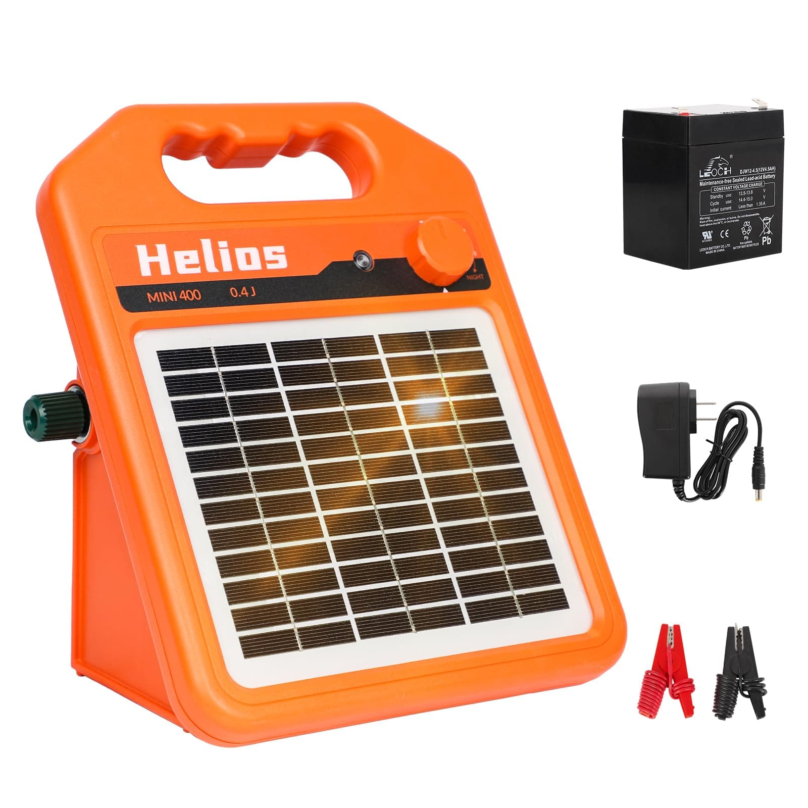 ANDMON MINI400 30 Miles Solar Electric Fence Charger, 0.4 Joule Solar Electric Fence for Livestock, Horses, Cattle Sheep, Solar Fence Charger with Day or Night Mode, Easy Installation