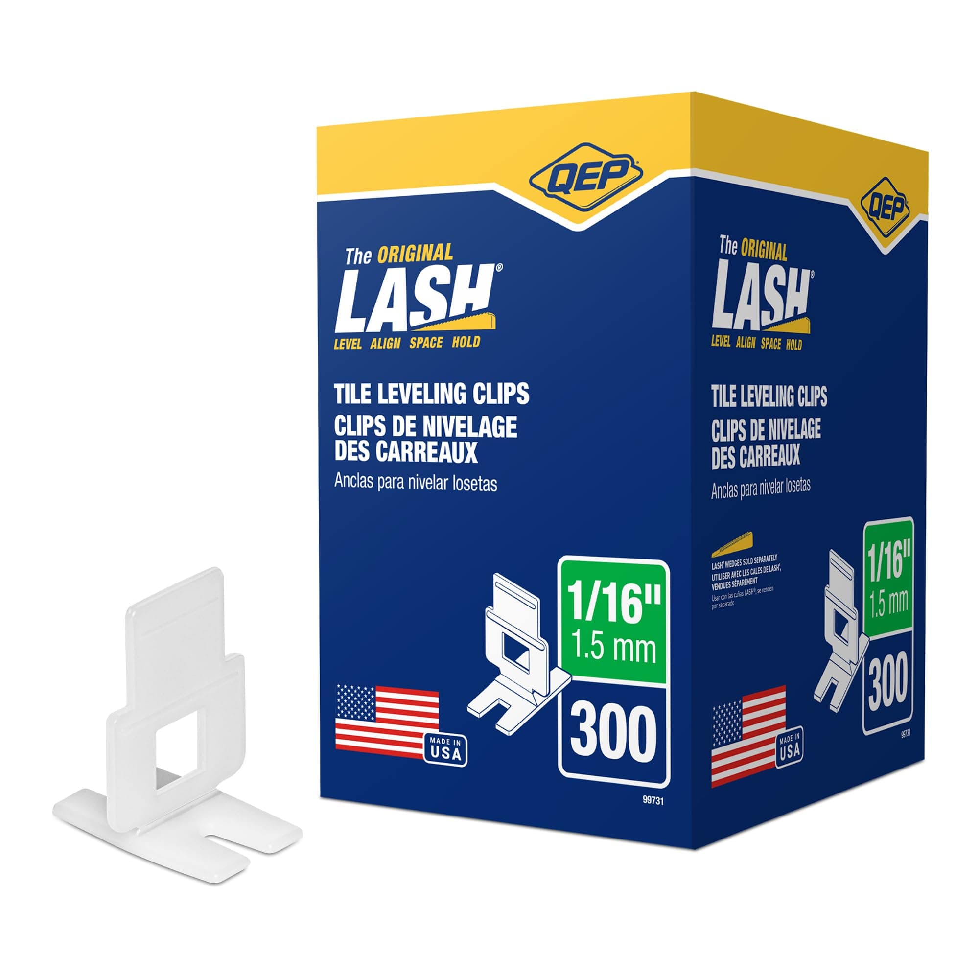 QEP LASH Tile Leveling System, Part A, Clips for 1/16" Grout (300 Pack), White