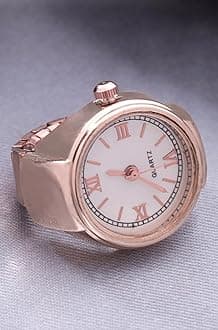 Analog Watch Dial Stretchable Adjustable Finger Rings for Women