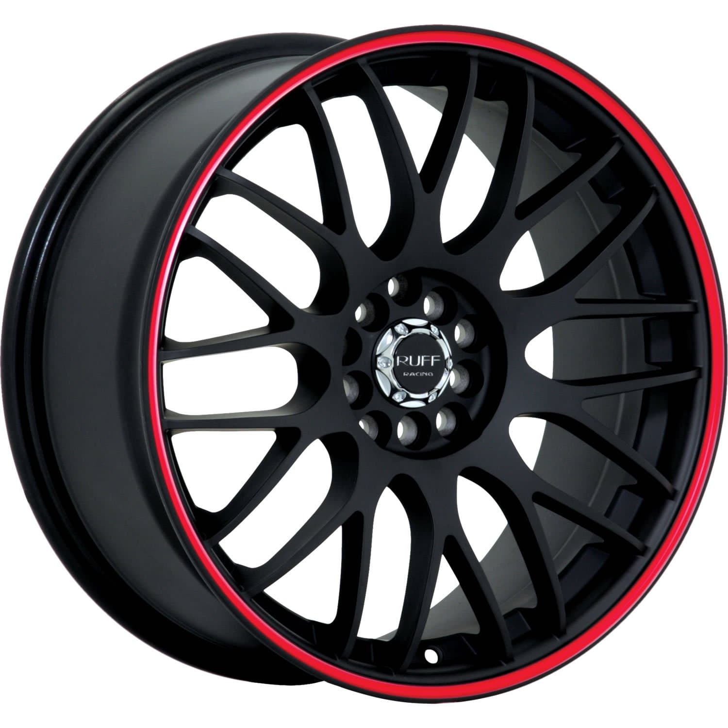 R355 Flat Black with Red Pin Stripe Wheel with Painted Finish (17 x 7.5 inches /5 x 100 mm, 40 mm Offset)