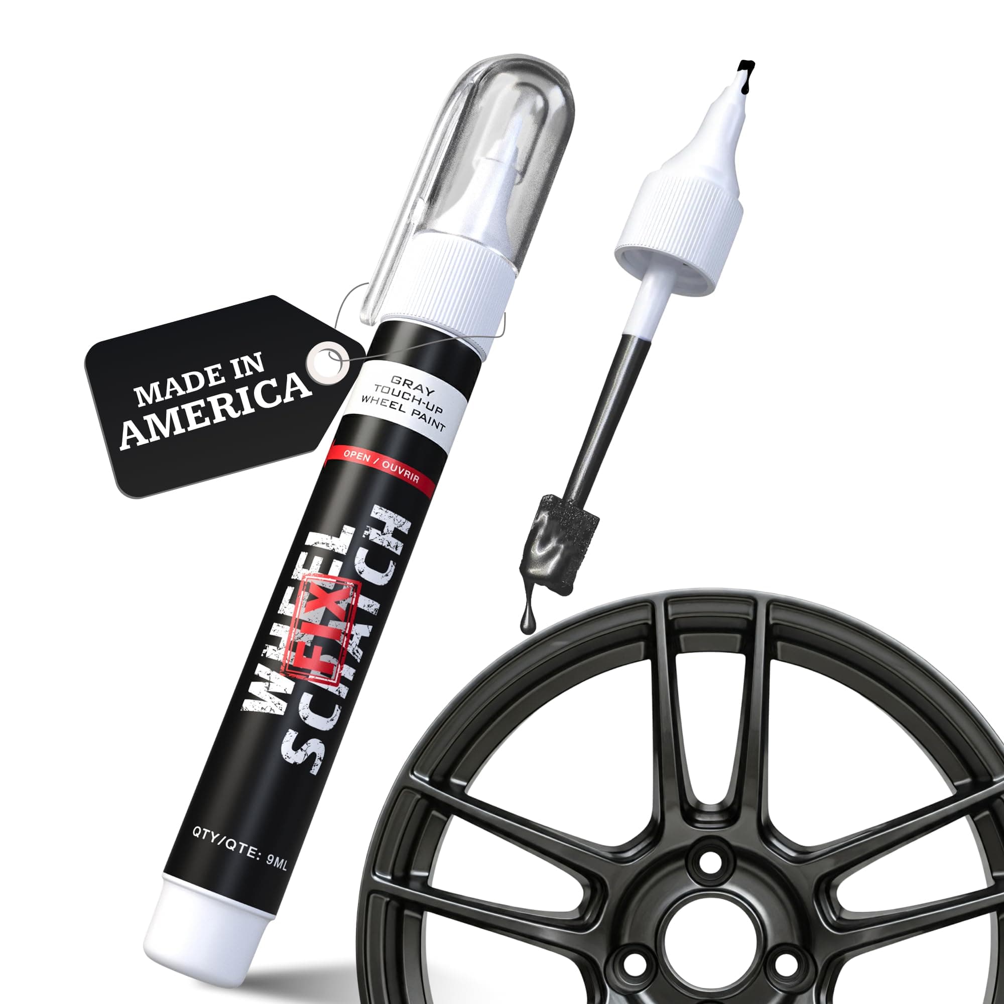 Wheel Scratch Fix® Grey Magic Car Scratch Remover Pen - Alloy Wheel Touch Up Paint Pen for Cars, Curb Rash Removal with Fast-Drying & Long-Lasting OEM Finish, Vehicles Rim Repair Paint for Chip (Anthracite (Pen Only))