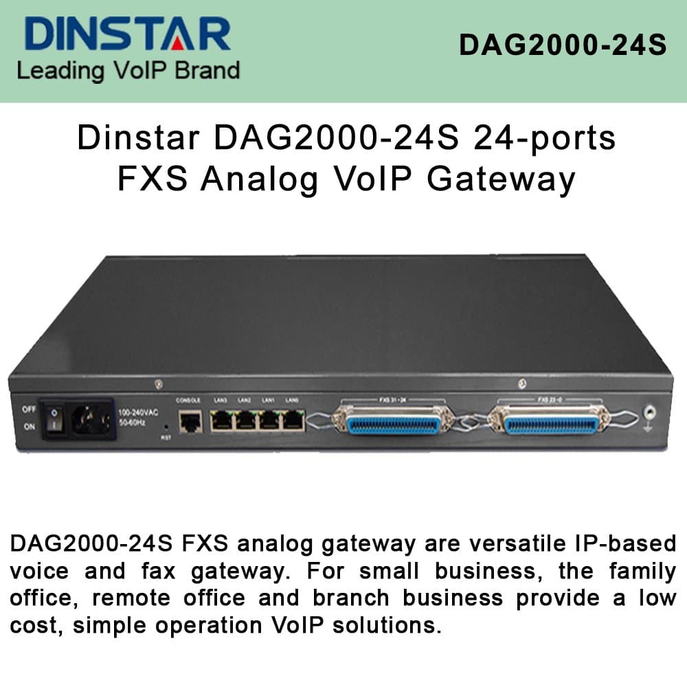 Dinstar DAG2000-24S 24 FXS Ports Multi-Functional Analog VoIP Gateway