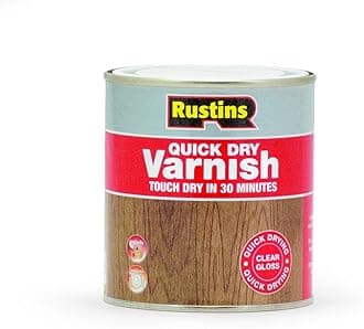Rustins Quick Dry Varnish Clear Gloss 500ml-Fast-Drying Water-Based Wood Varnish; Durable Non-Yellowing Finish in Gloss, Satin or Matt for Indoor Use
