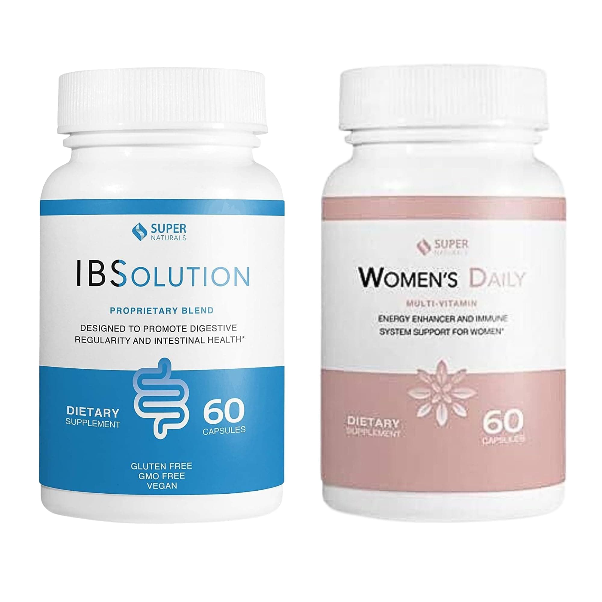 IBSolution and Women's Multi-Vitamin - All-Natural Supplement to Support Digestive Health, Gas, Bloating, Diarrhea and Constipation, Immune System Support - 60 Capsules, 2-Pack