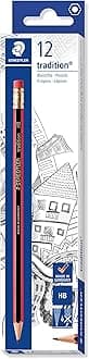 STAEDTLER112-HB Tradition Graphite Pencil for Drawing & Sketching - HB, Eraser-Tip (Box of 12)