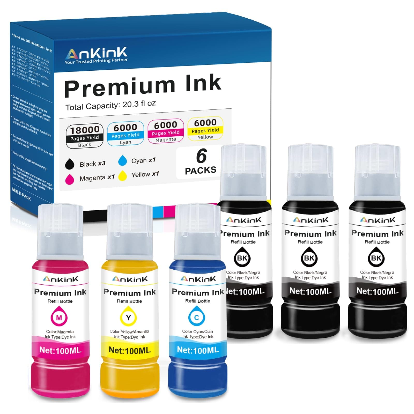 T522 522 Ink Refill Bottles for Ecotank