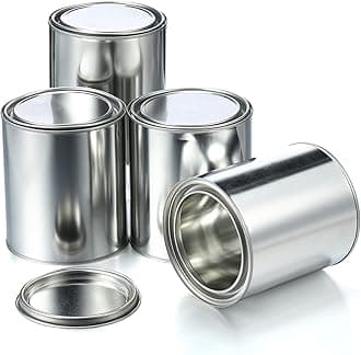 Empty Metal Paint Cans with Lids Paint Storage Containers Tiny Empty Unlined Pint Pails(4 Pack,1 Quart)