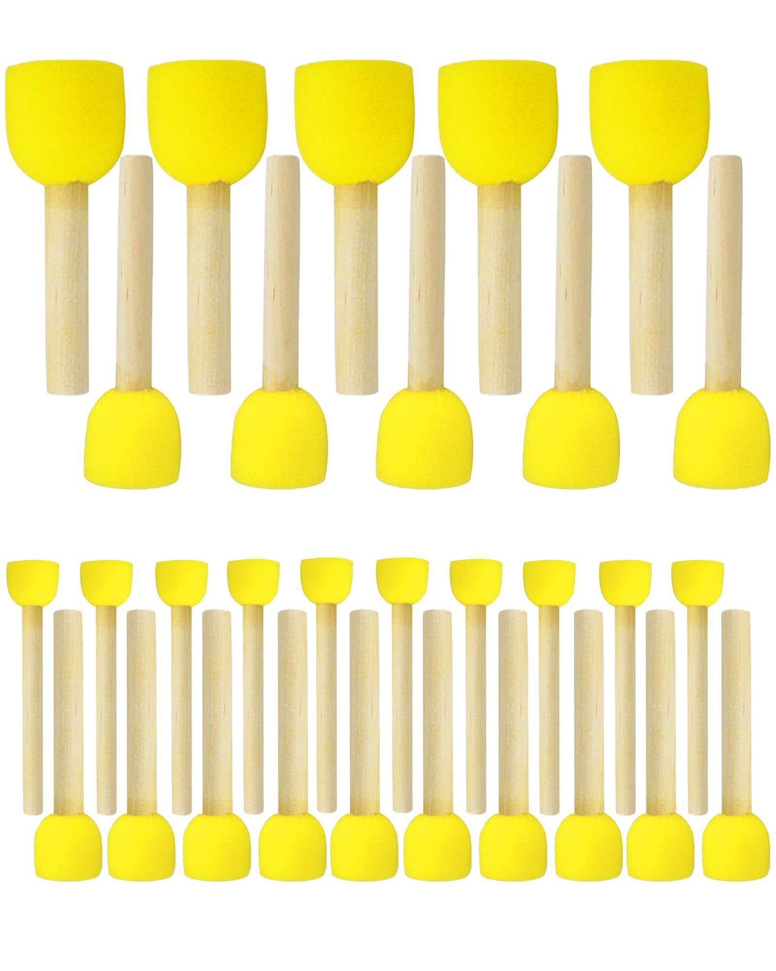 WAFJAMF 30 Pcs Assorted Size Round Sponges Brush Set 4 Sizes DIY Painting Tools- Yellow