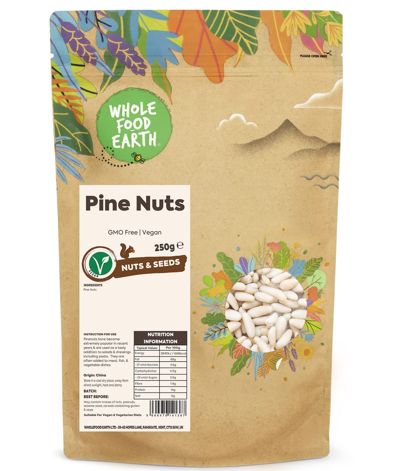 Wholefood Earth - Pine Nuts, 250 g