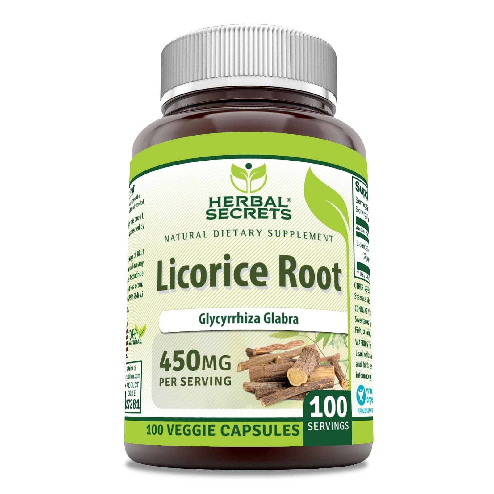 Licorice Root | 450 Mg | 100 Veggie Capsules | Non-GMO | Gluten-Free | Made in USA