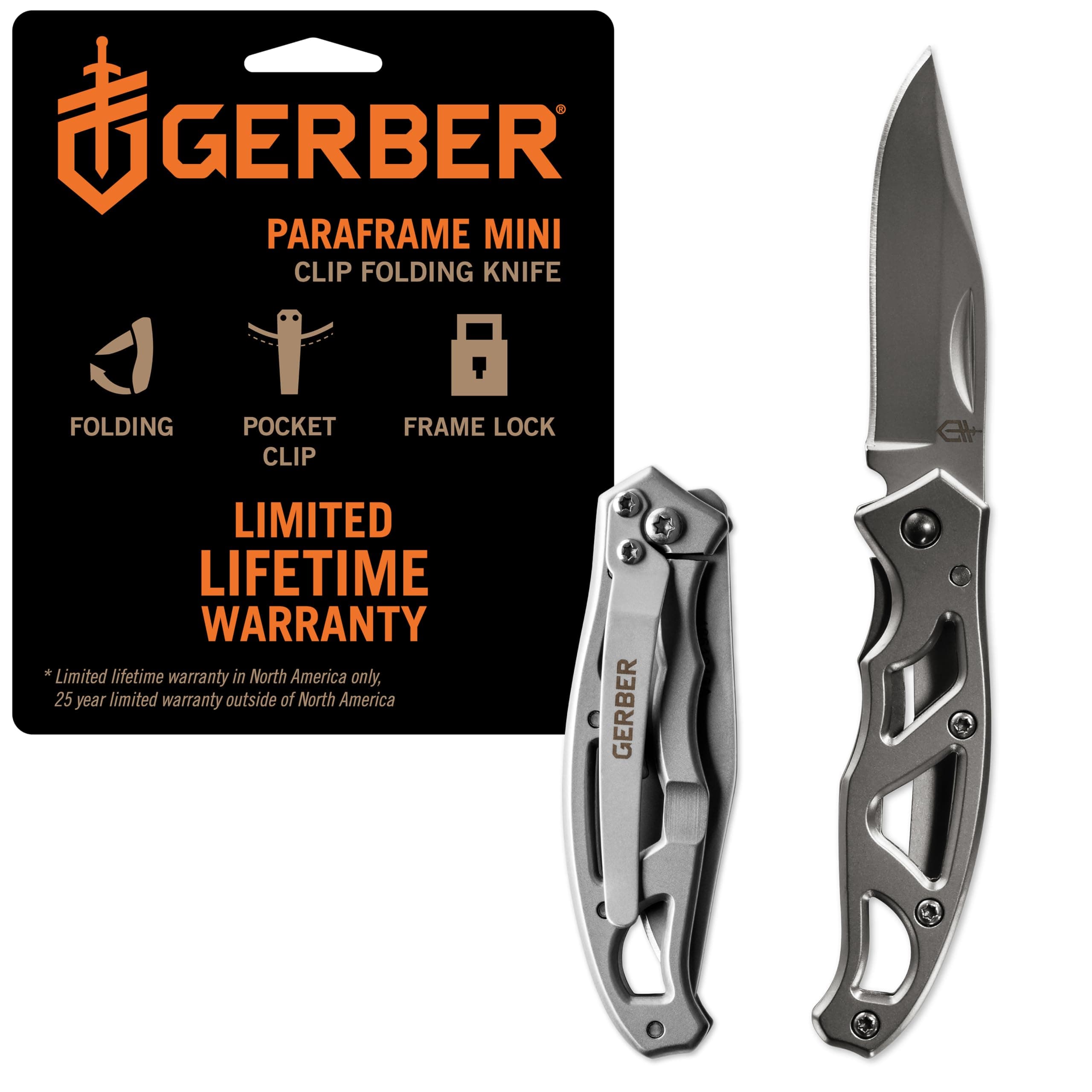 Gerber Gear Paraframe Mini Pocket Knife, 2.2" Fine Edge Small EDC Folding Knife with Safety Lock for Everyday Carry, Gifts for Men, Stainless Steel