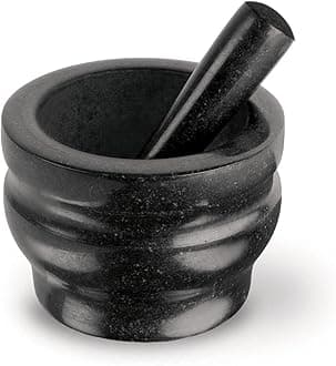 COLE & MASON Granite Mortar and Pestle, 5.5-Inch, Black