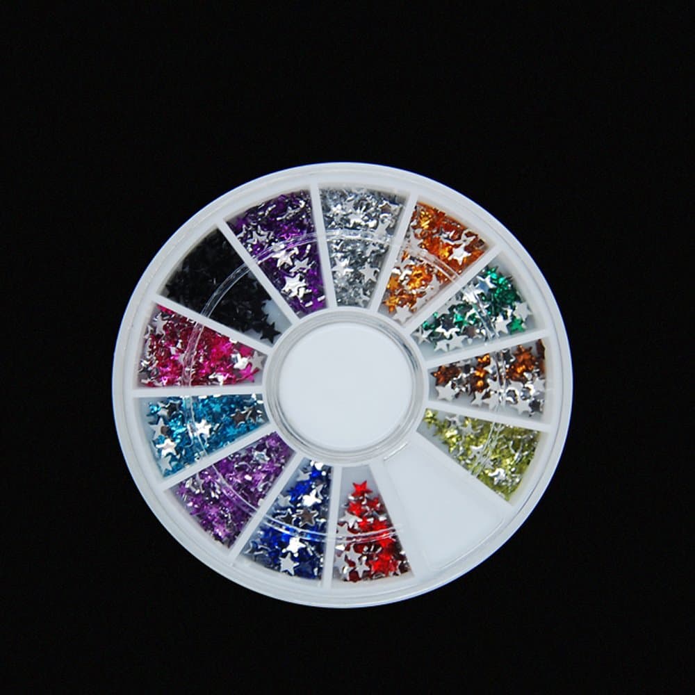 500 PCS Multi Color Good Quality Acrylic Five Star Shaped 3d nail art Decorations Wheel